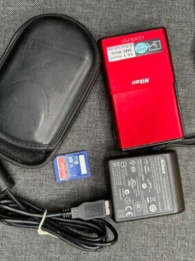 Nikon Coolpix S80 14.1MP Digital Camera Red OLED Touch Screen Y2K Digicam Bundle